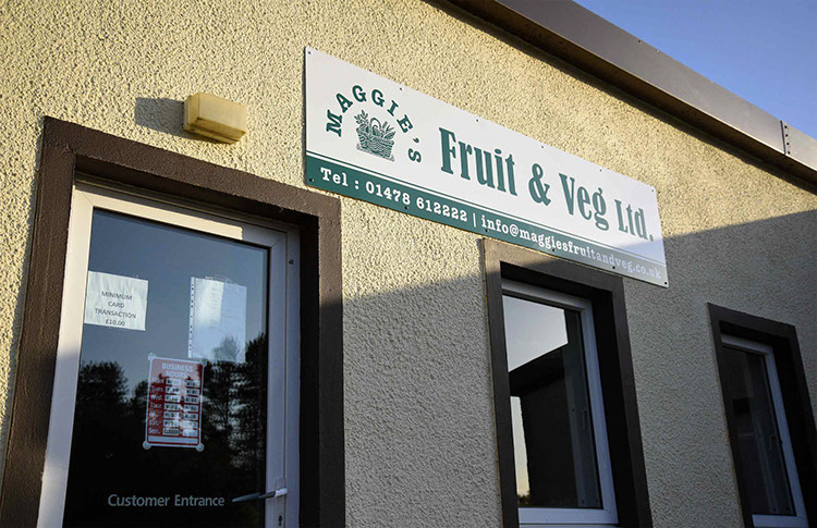Maggie's Fruit and Veg is a business selling groceries in Portree on the Isle of Skye
