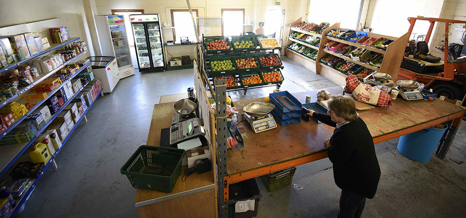 Maggie's Fruit and Veg has an open plan shop selling our produce in Portree with shop assistants
