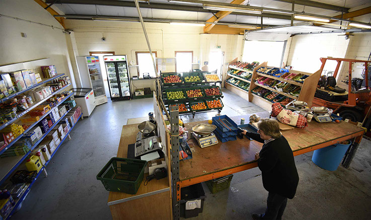 Maggie's Fruit and Veg has an open plan shop selling our produce in Portree with shop assistants